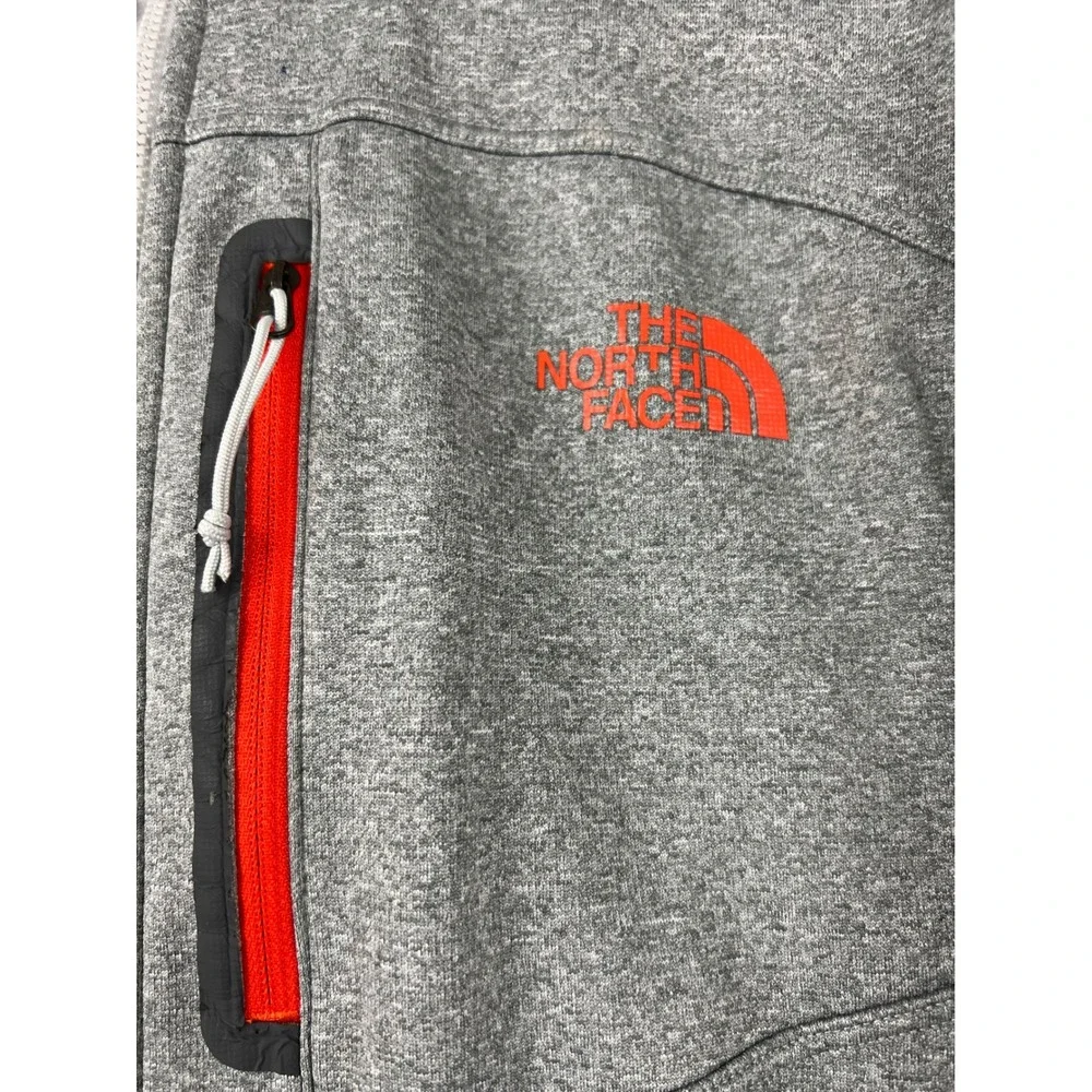 The North Face Hooded Fleece Jacket Mens Large Gray Good Full Zip Hiking Coat